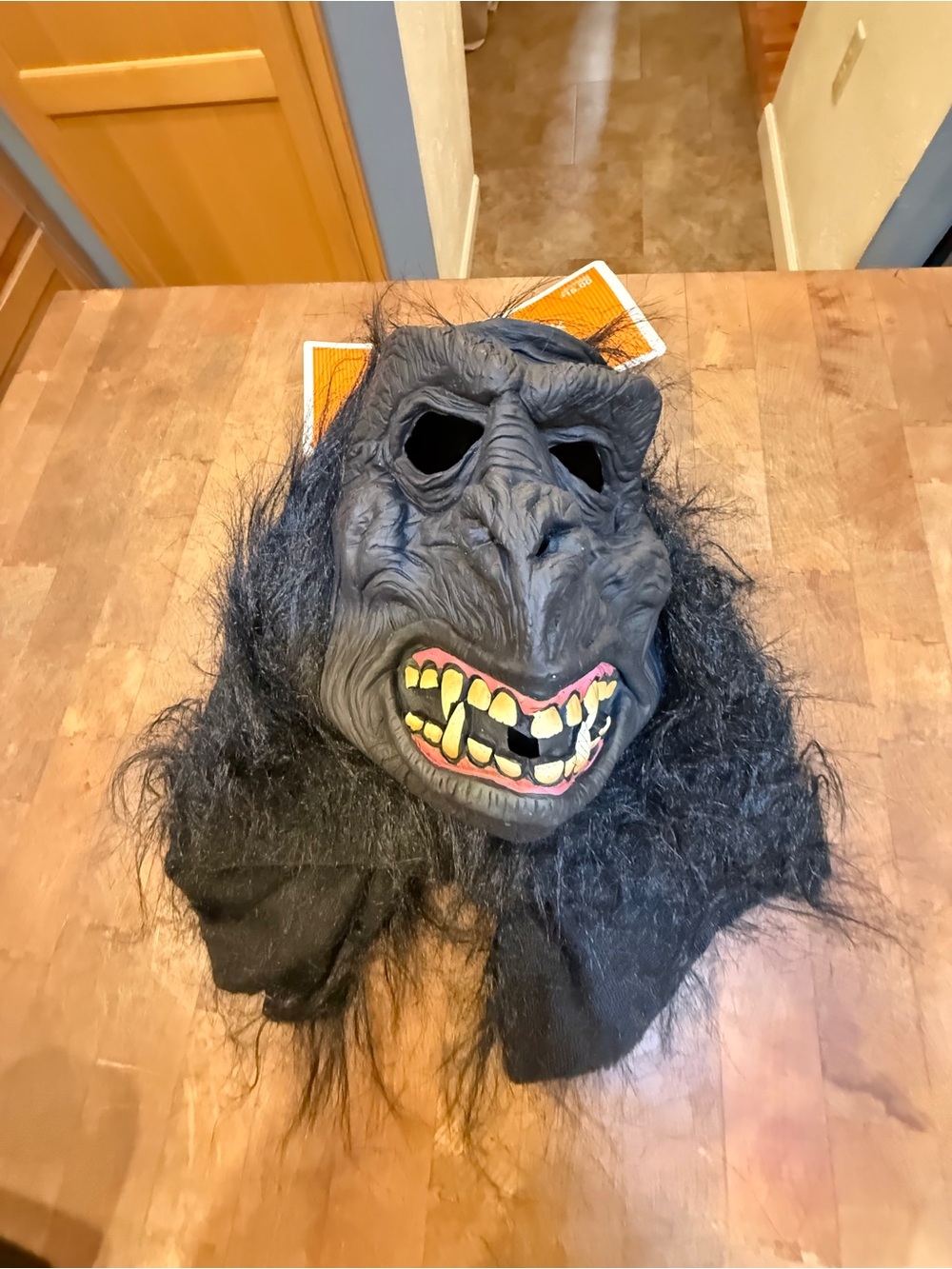 Target Men's Black Gorilla Mask with Yellow Teeth Halloween Costume Head NEW